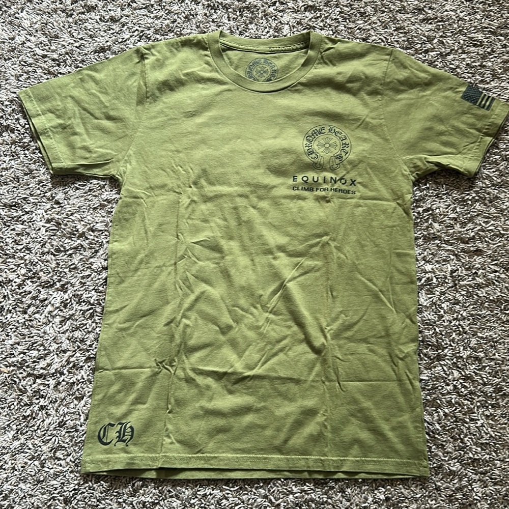 Chrome Hearts Staff Unisex Olive Climb For Heroes Short Sleeve Shirt 2019